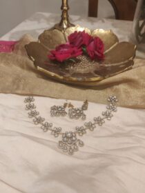 Divine Floral Droplet Crystal Ad Stone Necklace