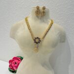 Exquisite Crystal AD Purple Floral Necklace