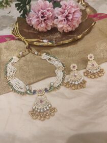 Majestic Handcrafted Peacock Necklace With Golden Beads