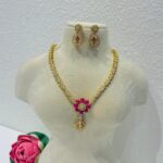 Exquisite Crystal AD Red Floral Necklace