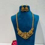 Sparkling Lakshmi Peacock Long Necklace with white Beads