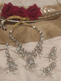 Glamorous Kundun Bridal Necklace With White Pearls