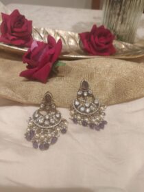 Elegant AD Crystal  Purple Earring With Purple Beads