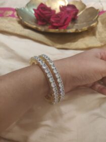 Sparkling CZ Bangles With Crystall Stone