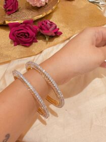 Radiant CZ AD Crystal Stone Bangles Set of 2