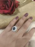 Radiant CZ Ring With Blue AD Stone