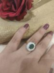 Radiant CZ Ring With Green AD Stone