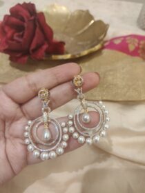Radiant CZ Earring With White Pearl