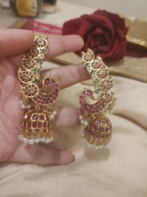 Timeless Peacock Ruby Jhumka