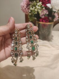 Alluring Green AD Stone Long Earring