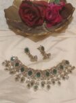 Glamorous Leafy Droplet Choker with Green Ad Stone