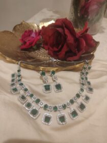 Opulent CZ Necklace With Green AD Beads
