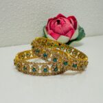 Radiant Green Ad Stone Bangles Set of 2