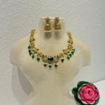 Sparkling Floral Peacock Green AD Stone Necklace