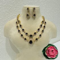 Lustrous 2 Layer Purple AD Stone Necklace