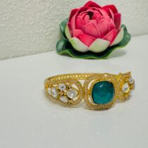 Lustrous Crystal Stone Kada with Blue Ad Stone