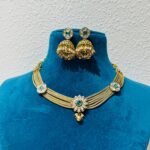 Opulent Bridal Multilayer Floral chain With Green Kundan Stone
