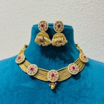 Opulent Bridal Multilayer Floral chain With Red Kundan Stone