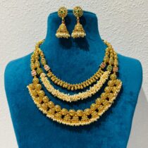 Refined 3 Layer Bridal Necklace With White Beads