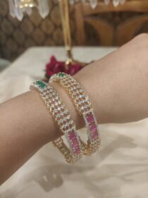 Opulent Green Ruby AD Stone Bangles Set of 2