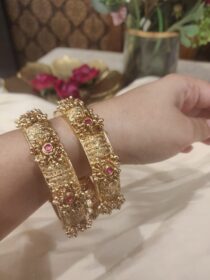 Radiant Bridal Ruby Stone Bangles Set of 2