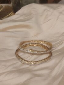 Exquisite Ad Stone Hexagon Bangle set of 2