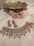 Exquisite Dropet Leafy Pink Stone Choker