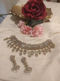 Exquisite Dropet Leafy Crystal Stone Choker
