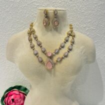 Alluring 2 Layer Crystal Necklace With Pink Stone