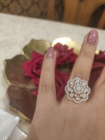 Opulent CZ Floral Crystal AD Stone Ring