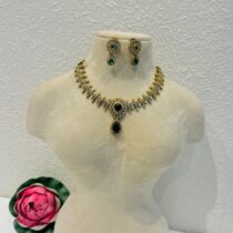 Elegant Crystal Stone Necklace `With Green AD