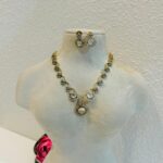 Lustrous AD Floral Necklace With Crytsal AD Stone
