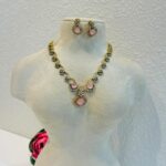 Lustrous AD Floral Necklace With Pink AD Stone