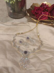 Exquisite CZ Droplet Necklace with Purple Stone
