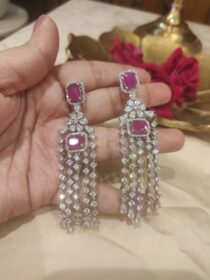 Enchanting Floral Droplet Ruby Earrings