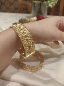 Elegant Bridal Floral Red Stone Kada Set of 2