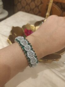 Mesmerizing CZ Crystal Green AD Stone Kada