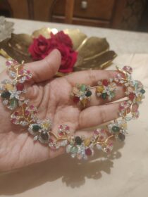 Captivating CZ Multicolour Floral Necklace