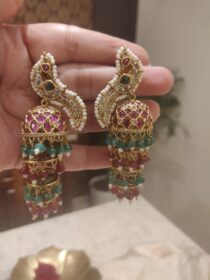 Sought Red Green Peacock Jhumka