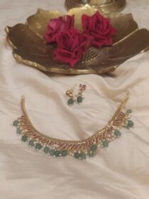 Glamorous Ruby Stone Choker With Green Beads