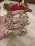 Refined Ruby Peacock Earring With Golden Beads