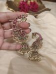 Refined Ruby Peacock Earring With White Beads