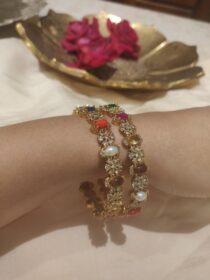 Whimisical Multicolor Floral Bangle Set of 2