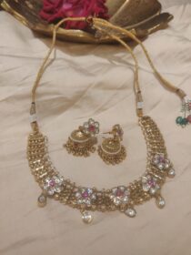 Regal Bridal choker With Floral Kundan Stones