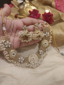 Glamorous Floral Kundan Bridal Choker With White Pearls