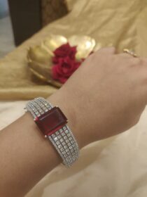 Regal Crystal Stone Kada With Red AD Stone