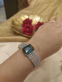 Regal Crystal Stone Kada With Green AD Stone