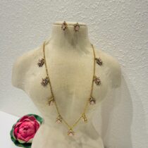 Dazzling Floral Pink AD Stone Chain