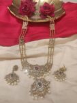 Sparkling Peacock Golden Necklace With Green Ruby AD Stone