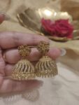 Elegant Floral Jhumka With Crystal Ad Stones